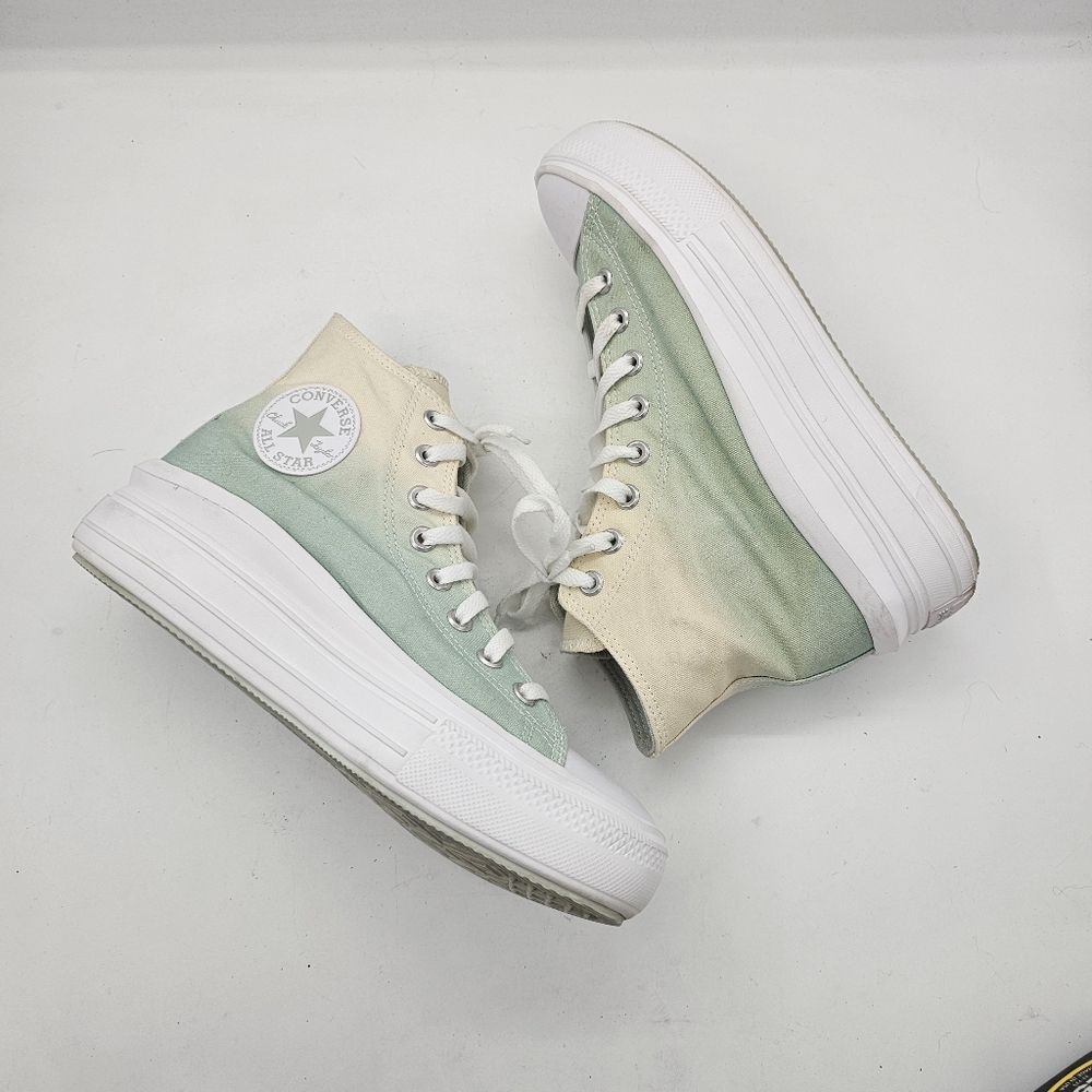 Converse Chuck Taylor All Star Move Platform Sneakers Beige/Green Size 10 US - Picture 11 of 14